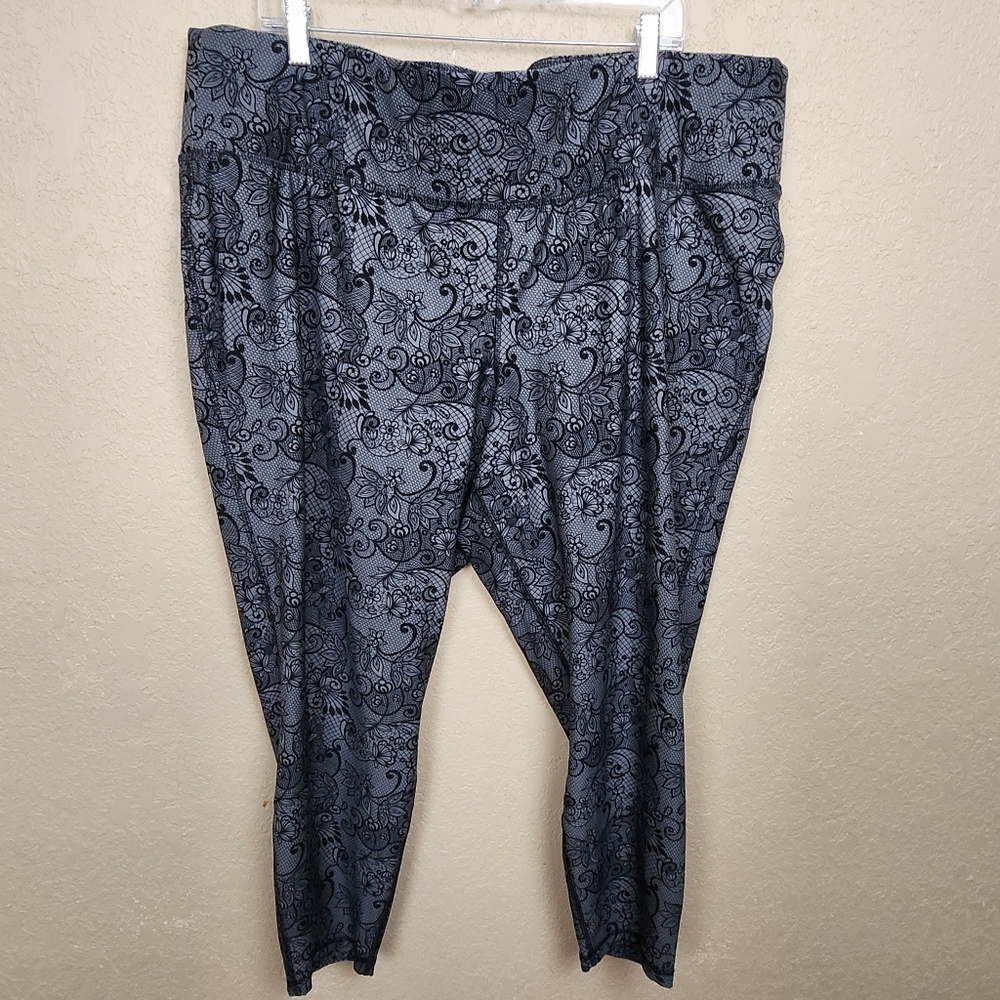 Livi Active Black and Gray Jeggings with High Waist and Slim Fit (7621)